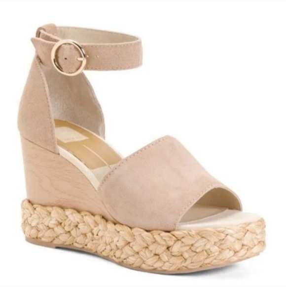 Dolce Vita Shoes - Dolce Vita Blush Otis Raffia Faux Wood Wedge Sandals